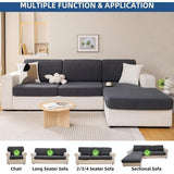 Bankhoes L-vorm, bankhoes 3-zits, stretch zitkussenhoes, bankdeken, bankbeschermer, banksprei, elastische hoes voor L-vorm, donkergrijs, chaise longue (1 stuk)