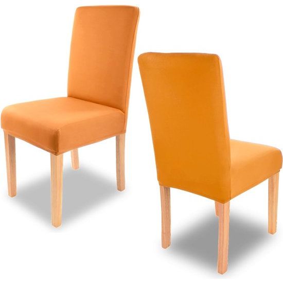 Stretch-stoelhoes, in verschillende kleuren voor ronde en hoekige stoelleuningen, bi-elastische pasvorm, getest conform Oeko-Tex Standaard 100 'vertrouwen in textiel' , oranje, 4 stuks