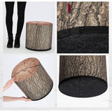 KADAX - Zitpoef, Poef, ronde poef, Ø 40.5x41 cm - houtlook, poef met wasbare overtrek, zitzak, vloerkussen, decoratieve kruk, voetenbank, zitkussen, stoffen kruk - Eiken