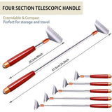 Back Scratcher voor mannen, met massief houten handvat massageroller, extra brede 15-teeth claw robuuste stalen handmassagers, 62 cm