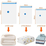 6 stuks vacuümzakken voor kleding, dekbedden, matrassen, vacuümzakken met handpomp, ruimtebesparende vacuümopbergzakken, kledingzak voor op reis, vacuümzakken, 100 x 80 cm, 80 x 60 cm, 60 x 40 cm