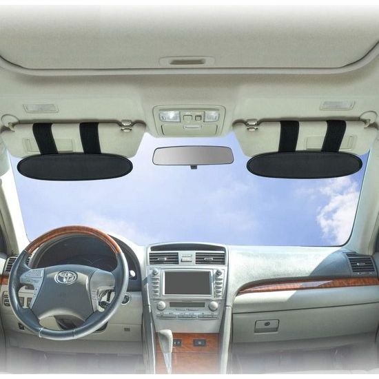 Universele zonneklep extender voor auto ' s, vrachtwagens en recreatieve voertuigen, verblindingsvrij voor bestuurder en voorpassagier (zilver) , 2 stuks