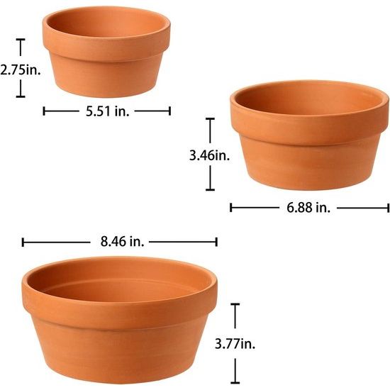 3 Pack Terracotta Klei Potten Bloempotten met Drainage Gat Vetplant Potten Kruid Pot Geweldig voor Planten Ambachten Huwelijkscadeau