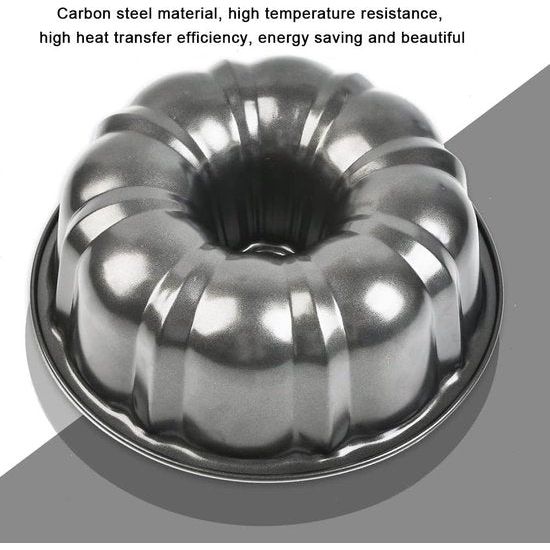 Gugelhupfvorm, groot, 24 cm, ronde bakvorm van staal, taartvorm met antiaanbaklaag, bakvorm voor heerlijke tulband, stabiele anti-aanbaklaag, zwart