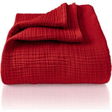 Premium mousseline sprei 180x220 cm - 100% katoen - extra zachte katoenen deken als knuffeldeken, bedsprei, sofa-overtrek, sofa-overtrek - warme bankdeken (bordeaux)