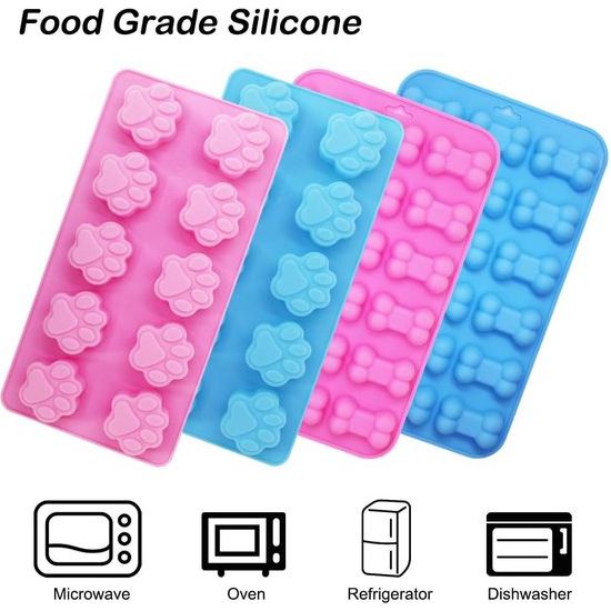 RVS Dog Paw & Bone siliconen mallen Food Grade siliconen mallen (roze en blauw) Verschillende maten Dog Bone Cookies voor chocolade