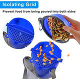 Draagbare waterfles en voerfles, 800 ml, 2-in-1 drinkfles met 2 vouwkommen voor honden, hondenbak, opvouwbare waterbak voor kamperen, wandelen, wandelen en training (blauw)