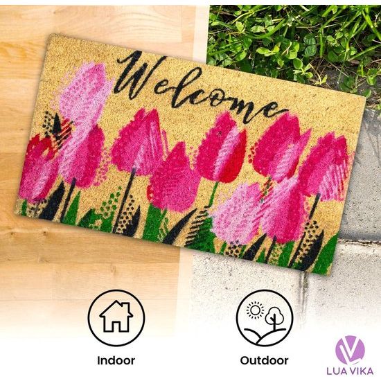 kokosnoot deurmat, buiten- en binnendeurmat, voordeurmat, buiten- en binnendeurmat, buitendeurmat, vuilvangmat voor binnen, kokosmat deurmat 40x70x1,5 cm