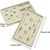 8 stuks sieradentrays, sieradenorganizer voor lade, sieradenopslag voor oorbellen, ring, armband, halskettingen, beige