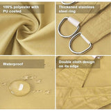 Zonnescherm, bescherming tegen de zon, set inclusief bevestigingskoorden, rechthoekig, waterafstotend, polyester, geïmpregneerd, 95% UV-bescherming, Voorruit, weerbestendig, 2 x 3 m, voor balkon, tuin, Terras, zand