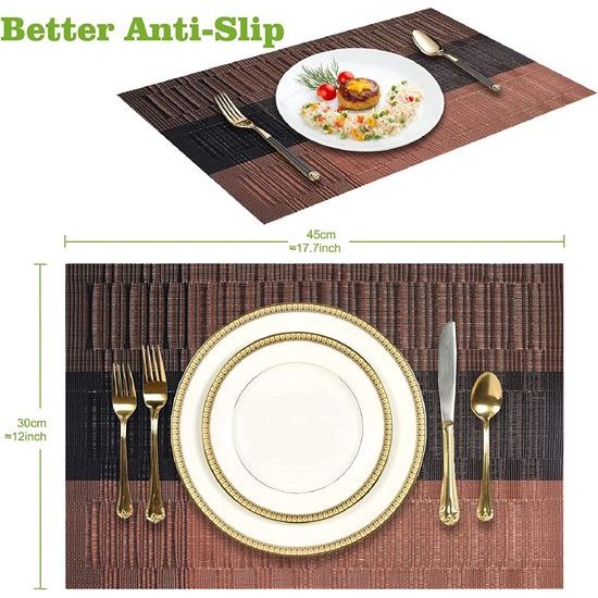 Placemats wasbaar PVC hittebestendig 6 placemats antislip hittebestendige placemats voor thuis restaurant keuken eettafel (45 x 30 cm)