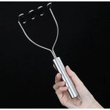 Aardappelstamper, roestvrijstalen zware metalen aardappelrijsmachine met spiegelglans, voedselstamper, handstamper, groente-fruitpuree, vaatwasmachinebestendig (9,6 inch)
