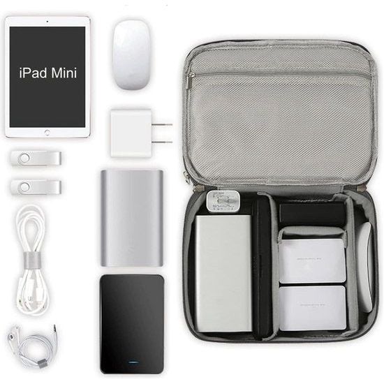 Kabeltas, kabelorganisatortas voor kabels, 3-laags kabeltas, organizer, technisch zakje voor oplaadkabel, mobiele telefoon, powerbank