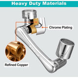 1440° badkamerkraan draaibaar opzetstuk, sputar wastafelarmatuur gadget kraan verlenging perlator waterfilter badkamer zilver 1 modi