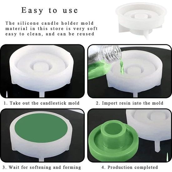 4 stuks kandelaars, siliconen vorm, staafkaarsenhouder, siliconen gietvorm, kaarsenhouder, staafkaars, epoxyhars, vorm voor doe-het-zelf tafeldecoraties, feestdecoraties