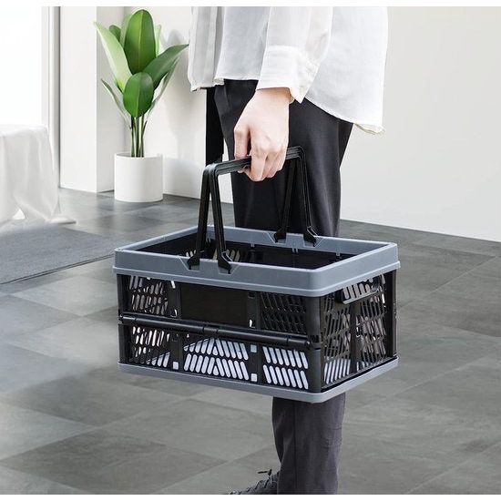 Boodschappenmand, plastic, optional vouwdoos, small, 19 liter, 38 x 25 x 20 cm, geschikt voor keuken, badkamer, kantoor, slaapkamer, klaslokaal, kast, lade