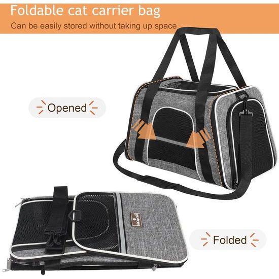 Soft Cat Carrier with Top Mesh Window and Pet Carrier Breathable for Medium Cats and Small Dogs Puppies up to 14 lb (Grey)