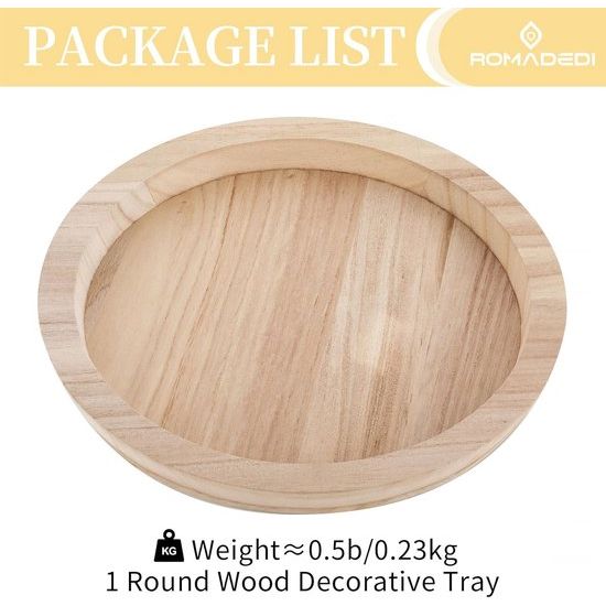 Houten dienblad, kaarsendienblad, decoratie, 28,5 cm, rond, kaarsenbord, houten dienblad, landhuis, kandelaar, decoratief bord, tafeldecoratie, woonkamer