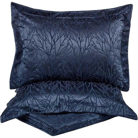 ELART bedlinnenset sprei 150x200 cm en 50x70 cm 1 kussen | Bed Gooi Deken voor Zomer Gewatteerde Deken voor Bed Sofa Gooi | Jacquard Stoffen Deken Zacht en Modern (Marineblauw)