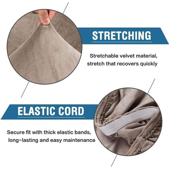 Stoelhoezen, 6-delige set, stoelhoezen voor eetkamerstoelen, stretch, fluweel, afneembaar, wasbaar, universele stoelhoes voor eetkamer, hotel, banket, feestdecoratie (Taupe, set van 6)