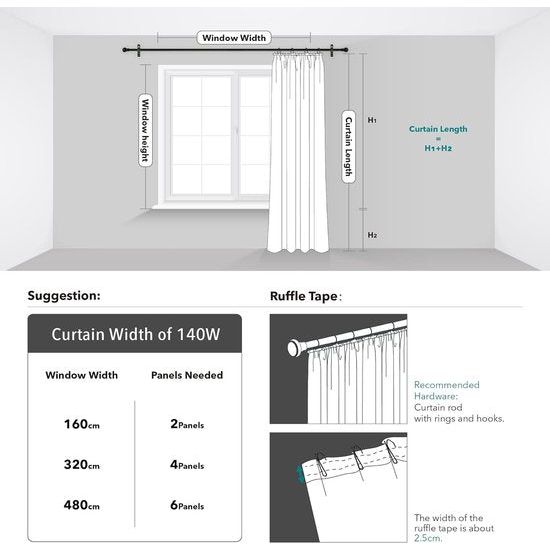 Thermogordijn, curtains with pleated tape, opaque, soundproofing, 260 x 140 cm (height x width), dark gray, set of 2. Thermogordijn, gordijnen met plooiband, ondoorzichtig, geluidsbescherming, 260 x 140 cm (hoogte x breedte), donkergrijs, set van 2.