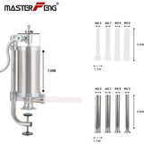 vMASTER FENG Sausage Filler, Horizontal Kitchen Aluminium Sausage Filling Machine with Suction Base Packed 4 Size Professional Filling Nozzles for Homemade Sausages