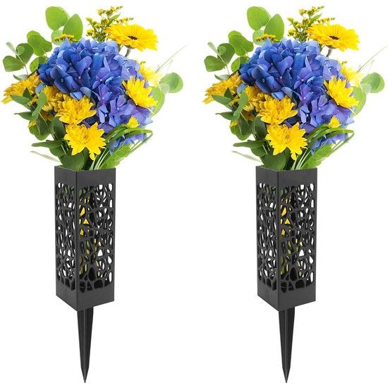4X grafvaas met grondpin, grafbloemenhouder, begraafplaatsvaas voor het decoreren van begraafplaatsen en tuinen, plastic begraafplaatsvaas