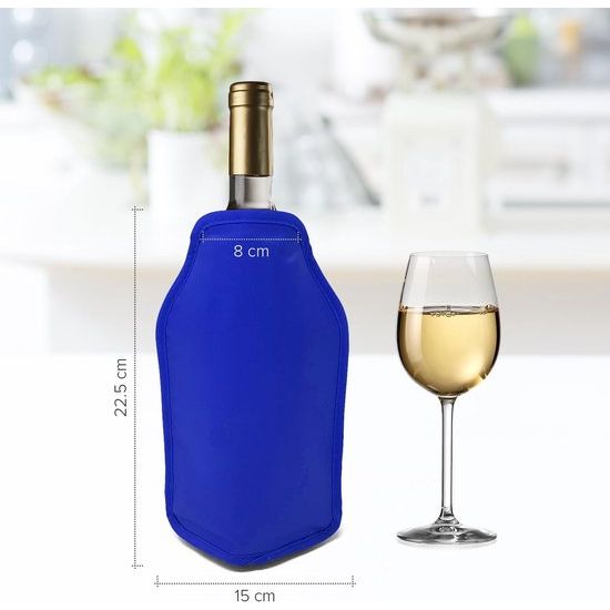 Wijnflessenkoeler met vriesvak, perfect voor het koelen van wijn-prosecco-champagneflessen, ideaal voor diners, picknicks, festivals, blauw