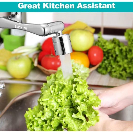 1440° badkamerkraan draaibaar opzetstuk, sputar wastafelarmatuur gadget kraan verlenging perlator waterfilter badkamer zilver 1 modi