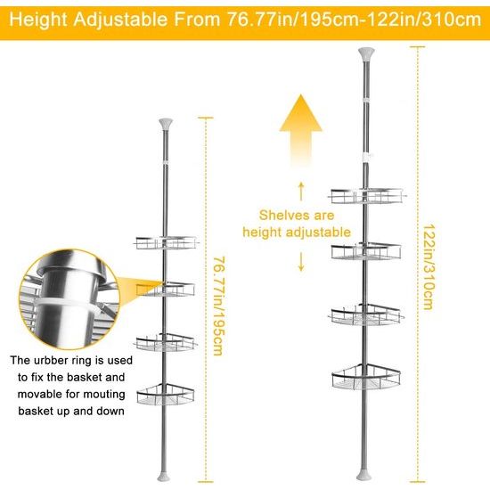 Telescopisch premium doucherek in hoogte verstelbaar badkamerrek - 190-280 cm