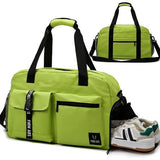Sporttas voor dames en heren, reistas met schoenenvak, trainingstas met nat vak, waterdichte weekendtas, als gymtas, zwemtas/saunatas kan worden gebruikt, groen, Sportief