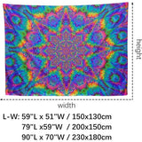 Blacklight wandtapijt, mandala, 150 x 200 cm, glow in the dark, psychedelisch, boho, kleurrijke achtergrond, Boheemse kamerdecoratie, hippie, wandposters voor slaapkamer