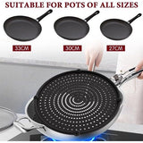 32 cm siliconen spatbescherming met inklapbare handgreep, multifunctionele spatbescherming voor pannen, universele pannen-afdekking/zeef overkookbeveiliging, spatbescherming voor pannen