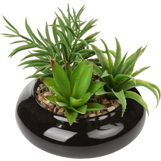 Kunstplant Kunstmatige vetplant in keramische pot Succulent Arrangement Kamerplant voor Woonkamer Balkon Slaapkamer Badkamer Tafeldecoratie, Hoogte 7"/18 cm