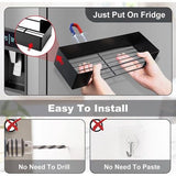 Set van 2 kruidenrek, magnetisch koelkastrek, zonder boren, lichtgewicht magnetische kruidenorganizer en -opslag, zwart