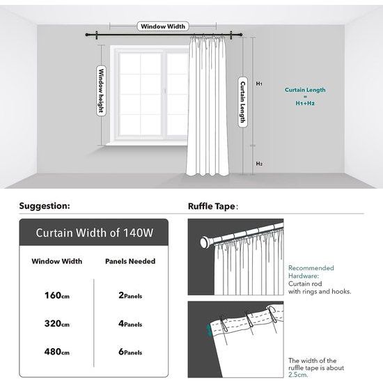 Gordijn ondoorzichtige gordijnen geluidsbescherming met plooiband thermo, 260 x 140 cm (hoogte x breedte), zilvergrijs, set van 2