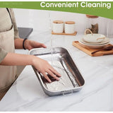 Ovenschaal 30 cm, bakvorm roestvrij staal, rechthoekig, ovenvorm met handgrepen, rechthoekige bakplaat, gezond en gemakkelijk te reinigen