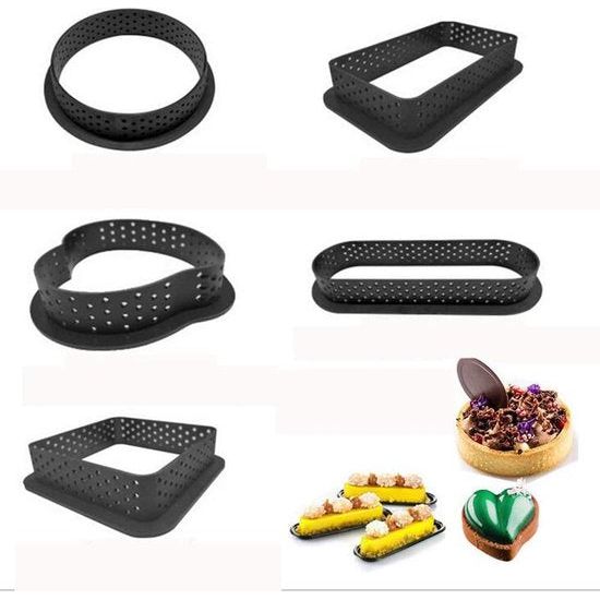 Silicone bakken schimmel ronde vorm Mousse cirkelvormige Ring gebak en bakken tools voor het maken van mousse taart Quiche cirkelvormige vorm, Ronde Vorm, 8 stuks