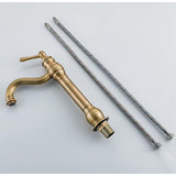 Kraan badkamer antiek messing, wastafel armatuur hoog 360° draaibaar, wastafel armatuur, retro, eengreepsmengkraan, slecht beslag, hoge uitloop voor badkamer