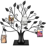 Set van 4 mini-rechthoekige fotolijsten van metaal en glas, hangende glazen fotolijst, geometrisch ornament, plantenmonsterclip, voor geperste bloemenfoto's, zwart