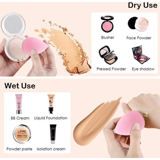 6 stuks make-up spons set,Sonku schoonheid blender spons gebruikt voor foundation mengen blozen concealer poeder crème met 1 stuks spons blender container