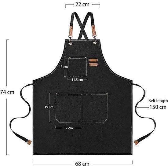 Werkschort, verstelbare multifunctionele werkplaats met gereedschapstassen met leren kruisrugriemen, voor ingenieurs, timmerlieden, kapper, keuken, tuin, keramiek, handwerk, werkplaatsen, garage, klein