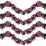 bloemenslinger, kunstbloemen, zijden bloemen, rozenslinger, hangende wijnstok voor thuis, muur, bruiloft, boog, opstelling decoratie (2 stuks, paars) rood)