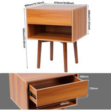 Nachtkastje, slaapkamer nachtkastje van hout, bijzettafel met schuifladen, boxspringbed, nachtkastje, banktafel, vintage bruin commode dressoir 47,4 cm L × 40 cm B × 59,5 cm H