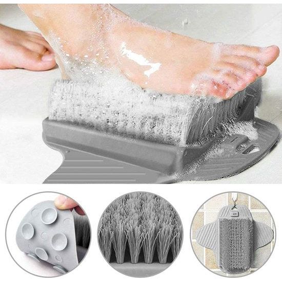 Voetborstel Douche 35 x 23 cm Voetendouche Borstel Voetverzorging Grijze Douche Voetscrubber met zuignappen Voetreinigingsborstel Massager voor Douche Eelt ExfoliÃ«rende Voetmassage