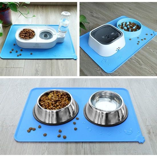 Katten Siliconen Voermat, Antislip Hondenvoer Mat, Waterdicht Huisdieren Dierenvoermat voor Voedsel en Waterkommen, 53 x 37 cm, Blauw