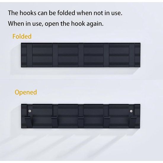 Kapstok met 5 beweegbare haken, moderne wandkapstokken, haakrek voor jassen, mantels, tassen, hoeden en sjaals