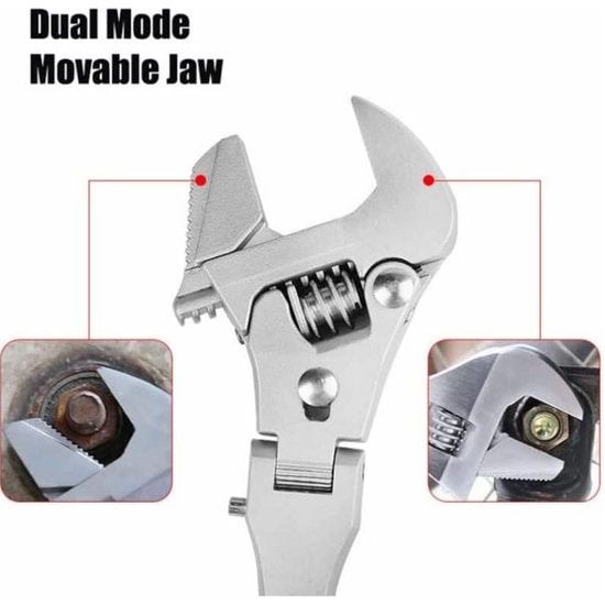 Verstelbare sleutel met flexibele kop, multifunctioneel, verstelbaar snelreparatiegereedschap voor pijpsleutels