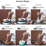 38-delige siliconen keuken-kookgereiset met keukengerei, siliconen kop en roestvrijstalen handgreep, kookgerei voor keukengerei (zilver)