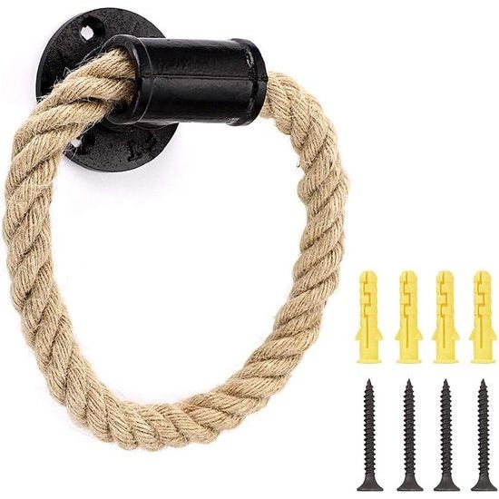 Nautische industriële pijphanddoekringhouder Wandmontage Rustieke handdoekenrek Badkameraccessoires